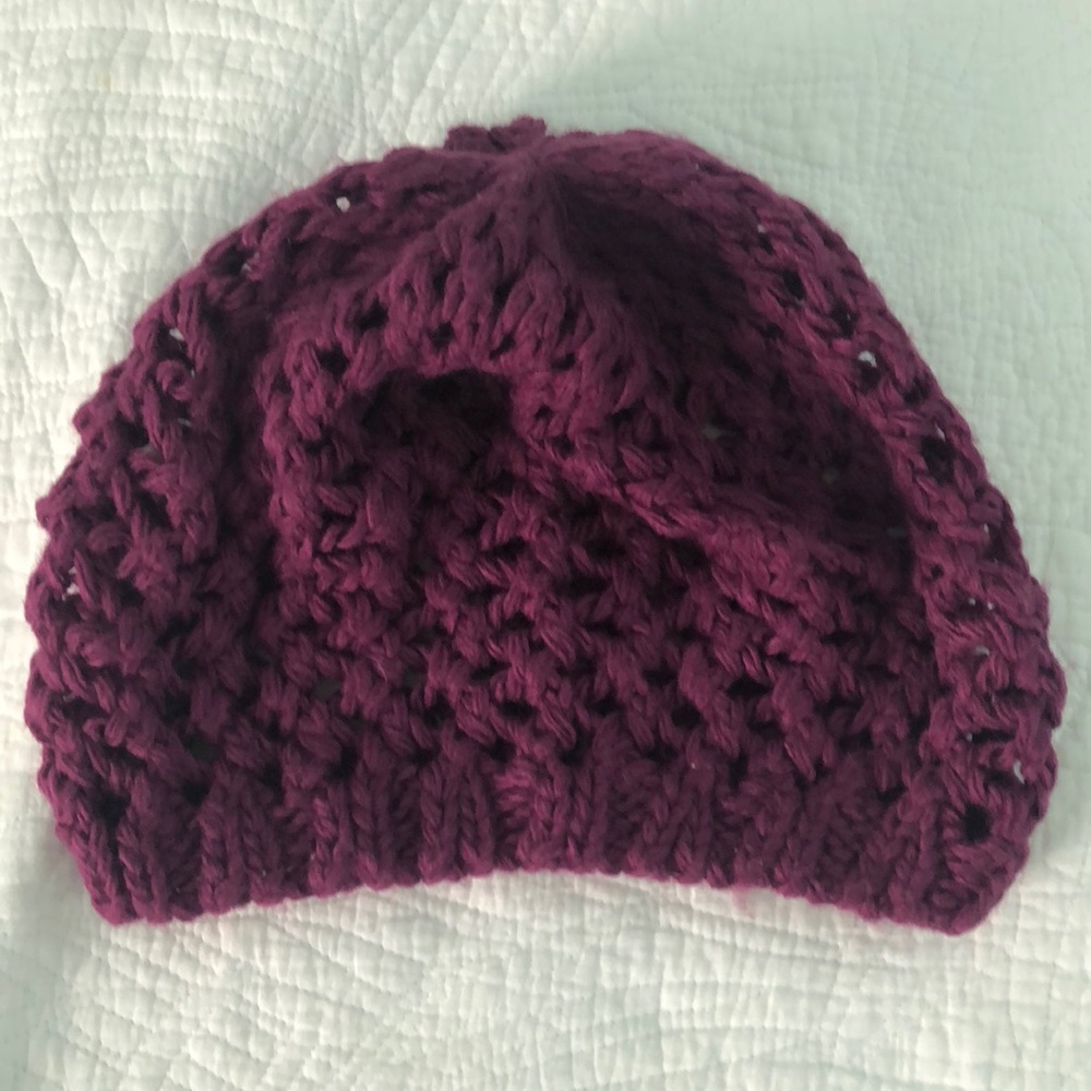 Purple knit beanie